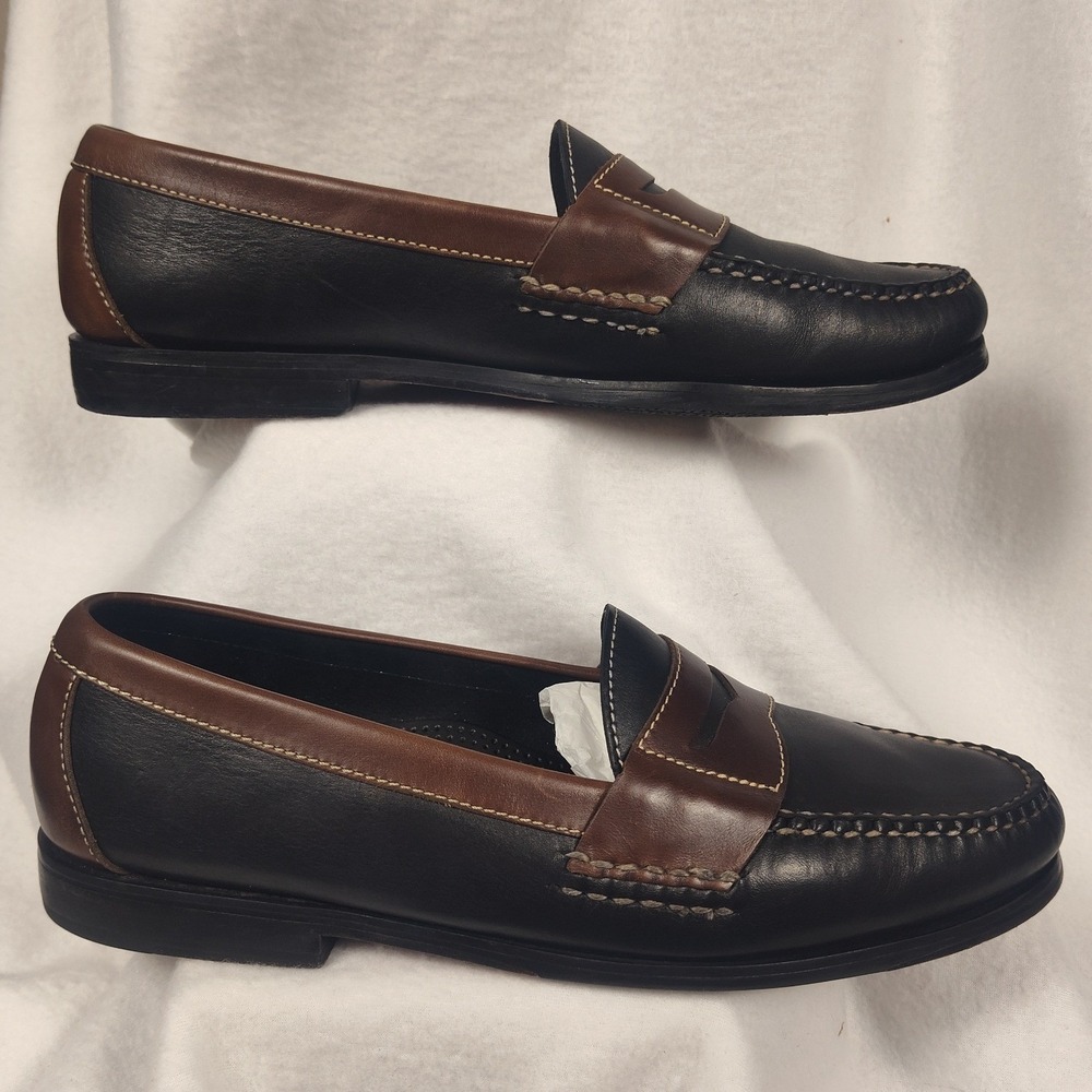 Cole Haan Mens Pinch Penny Casual II Two Tone Black Brown Leather Loafers 12 D